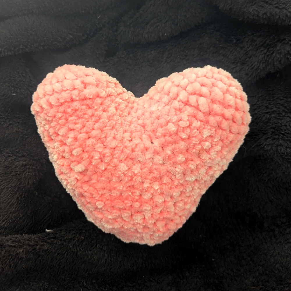 Handmade Heart-Shaped Pink Plush Pillow